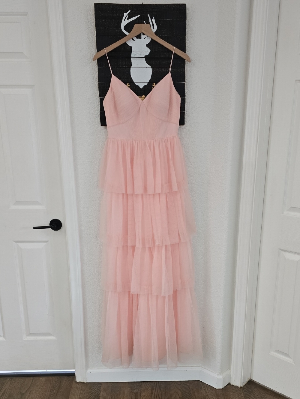 Weddington Way Pink Tiered Tulle Maxi Dress
